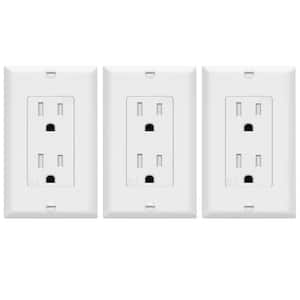 15 Amp 125-Volt Decorator Receptacle Duplex Outlet with Wall Plate in White (3-Pack)