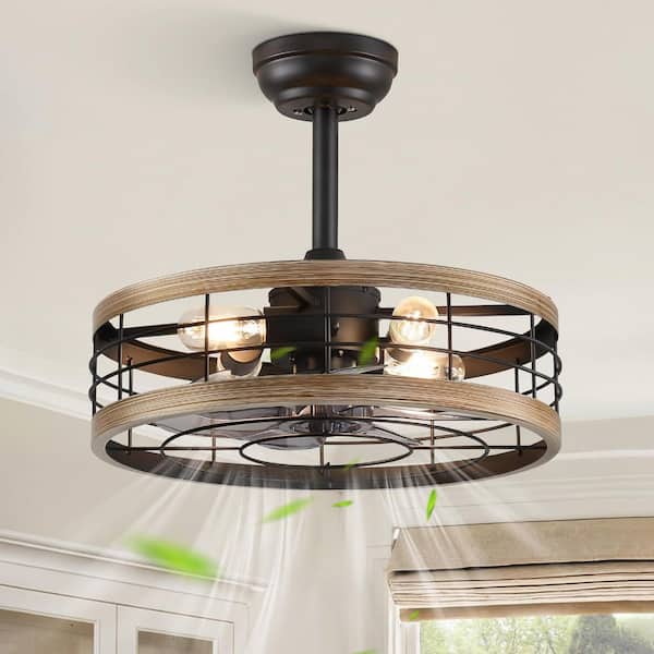 18 in. Indoor Black Downrod Mount Ceiling Fan with Remote Control