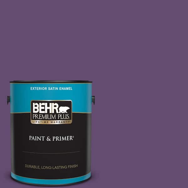 BEHR PREMIUM PLUS 1 gal. #S-G-670 Deep Violet Satin Enamel Exterior Paint & Primer