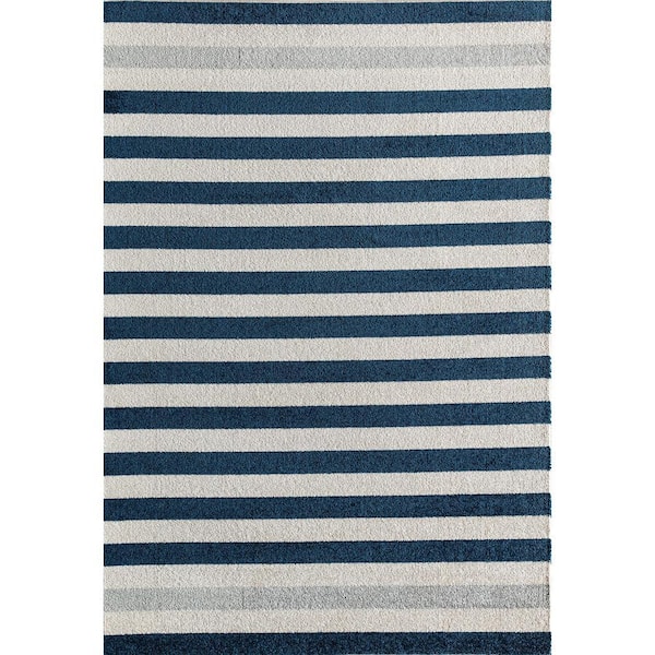 Callum Nautical Navy 2'6"x8' Contemporary Black Area Rug