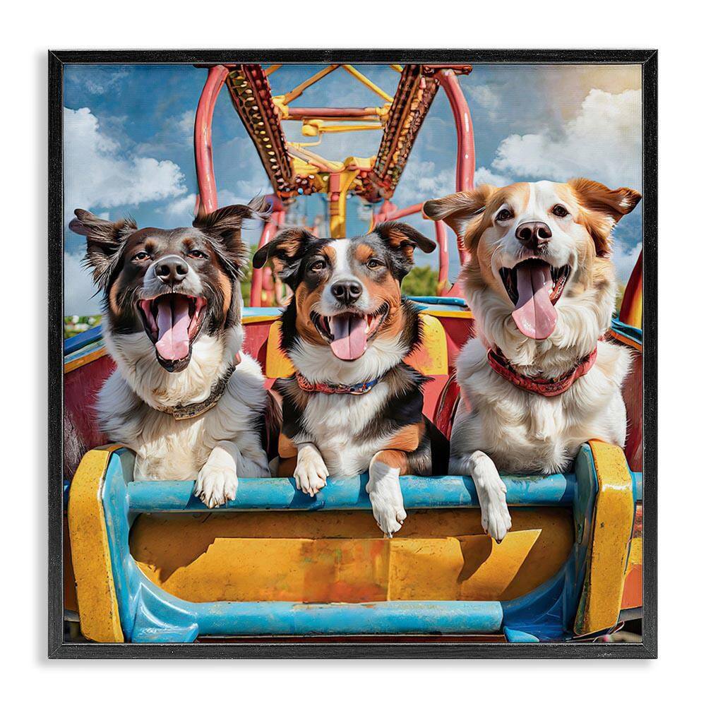 Amusement Park Dogs by Jim Baldwin Black Framed Giclee Art Print Animal 17 in. x 17 in. price history on PriceWatchPro