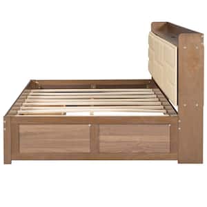 Wood Full Size Daybed with Upholstered Storage and USB Charging Station
