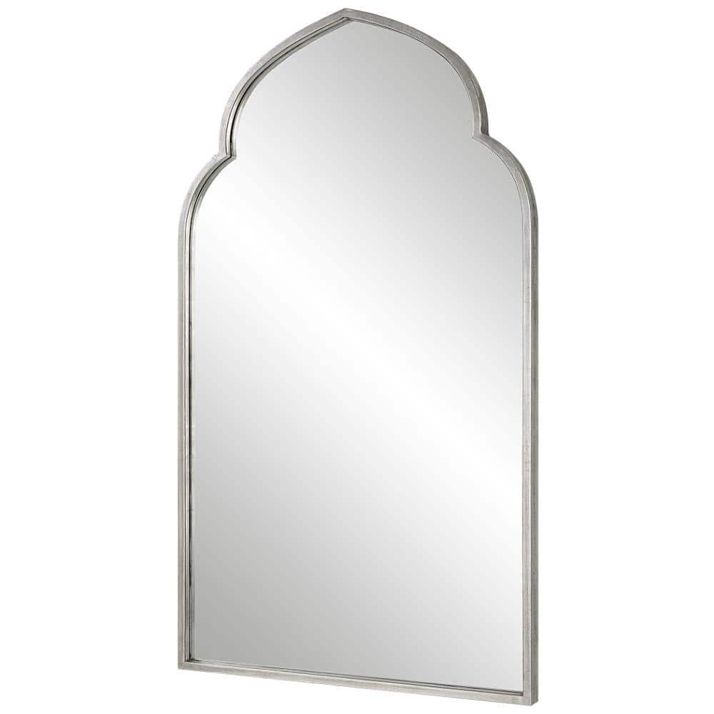 Elegant Full-Length Moroccan Style Wall Mirror in Soft Silver and Gold
