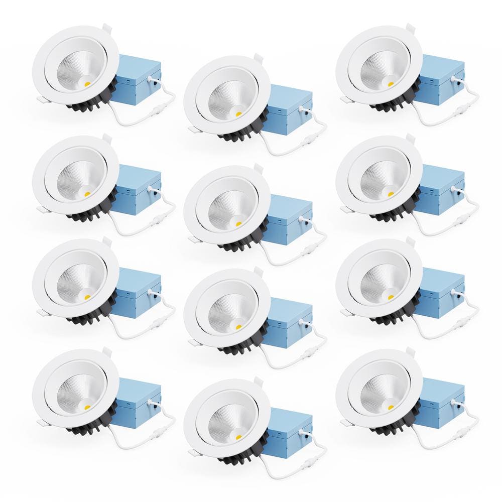 Gimbal 24 Deg Angle 4In 5CCT Selectable White New Construction 12 Watt 960LM Triac Dimmable LED Recessed Light (12 Pack) price history on PriceWatchPro