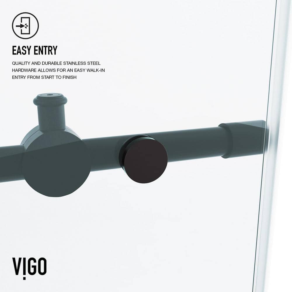 Elan 56-60" Matte Black Frameless Sliding Tub Door with Laminated Glass