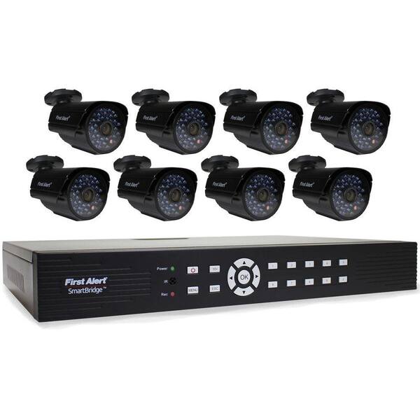 First Alert SmartBridge 16-Channel Video Surveillance System with (8) 520-TVL Indoor/Outdoor Night Vision Cameras