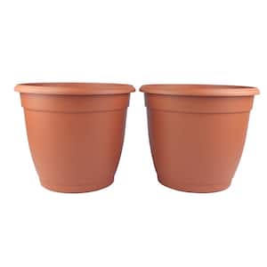 11 in. Decorative Terra Cotta Poly Planter (2-Pack)