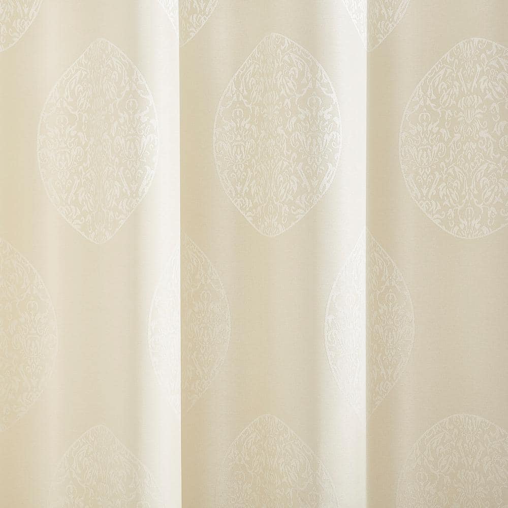 Ivory Linen Jacquard Grommet Top Curtain Panels