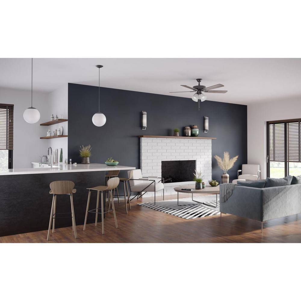 Atwell Matte Black and Opal Glass Globe Pendant Light