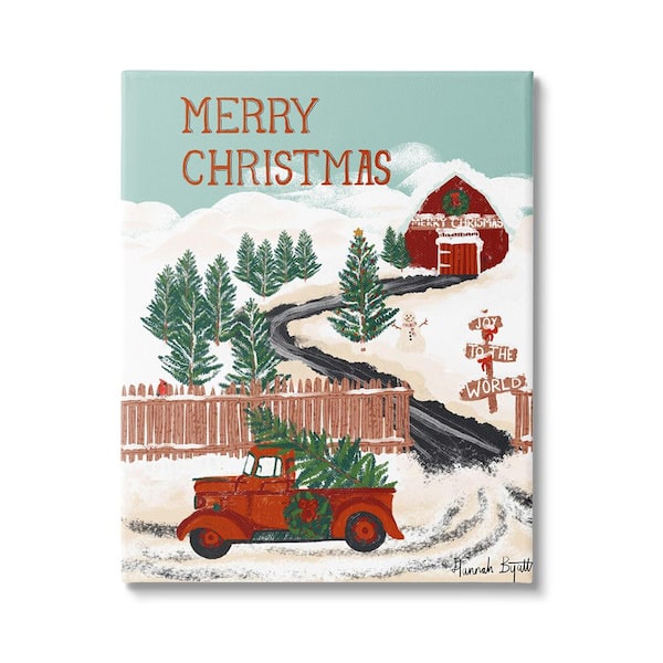Stupell Industries Rural Christmas Scenery by Hannah by att 1-Piece Unframed Graphic Print Nature Poster Art Print 48 in. x 36 in.