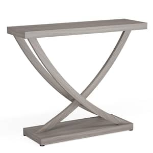 Terrella 36 in. Gray Rectangle Particle Board Console Table Thicken Accent Tables for Hallway Living Room