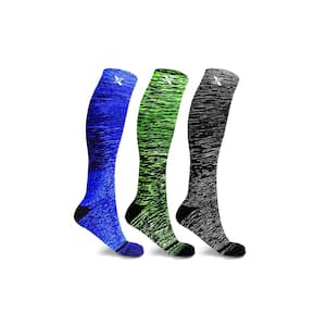 Men Small/Medium Space Dye Knitted Compression Socks (3-Pack)