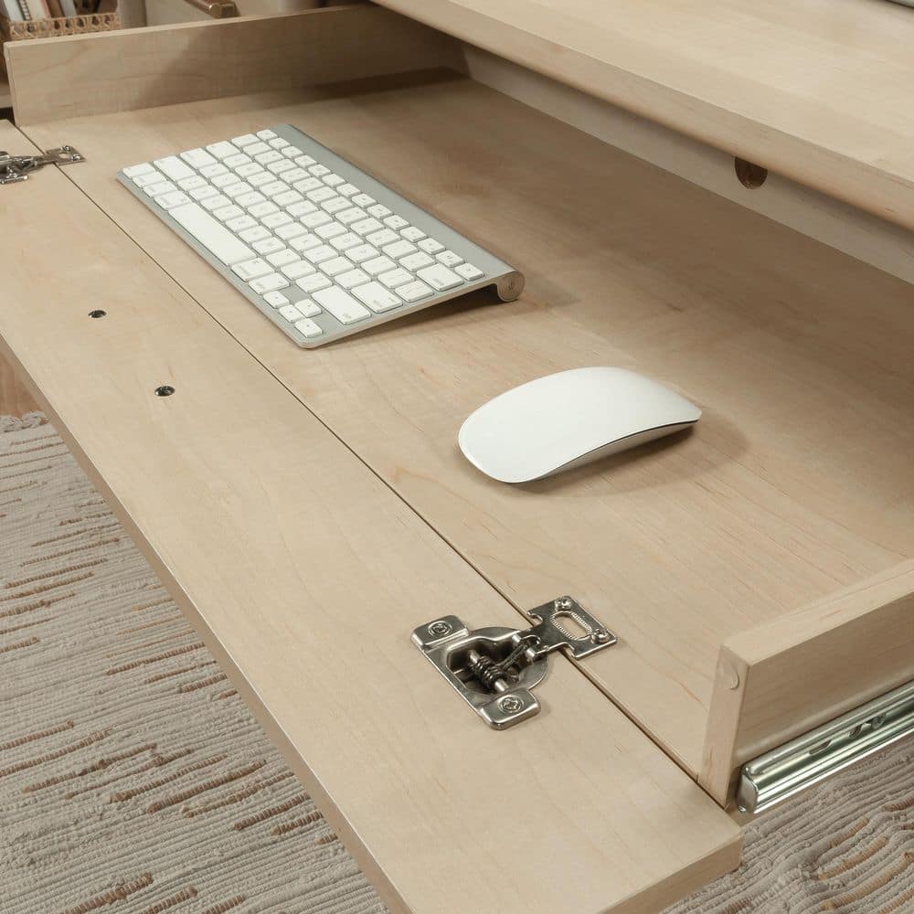 Maple Brown Executive Desk with Keyboard Tray and Filing Cabinet