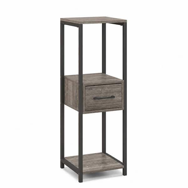 3 Tier Gray Metal Plant Stand with Drawer (12 in. H W x 36 in. H)