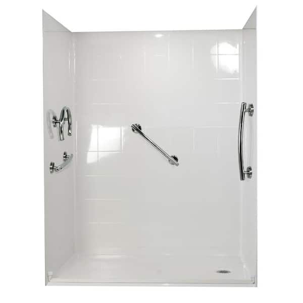 Ella Freedom 37 in. x 60 in. x 78 in. Barrier Free Roll-In Shower Kit in White with Right Drain