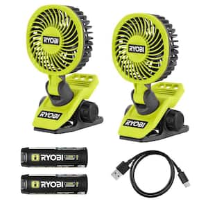 USB Lithium Clamp Fan Kit 2-Pack with (2) 2.0 Ah USB Lithium Batteries and Charging Cable