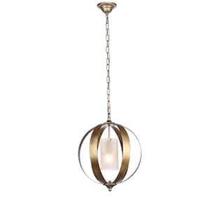 Timeless Home Marc 1-Light Pendant in Vintage Silver with 4.3 in. W x 7.3 in. H Frosted Shade