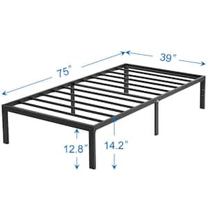 Twin Bed Frames No Box Spring Needed, Heavy Duty Metal Platform with Steel Slat, Easy Assembly, 39 in. W, Black, 6 Legs