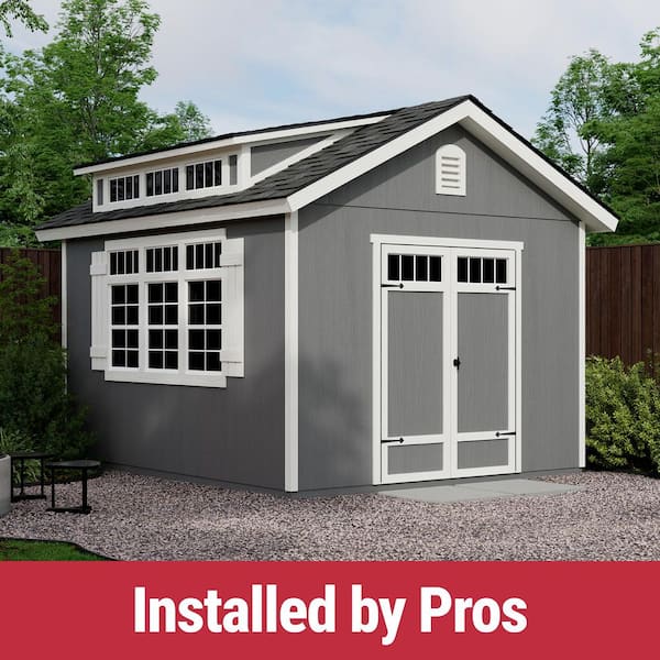 Professionally Installed Windemere 10 ft. x 12 ft. Deluxe Multi-purpose Wood Shed-Driftwood Shingles (120 sq. ft. )