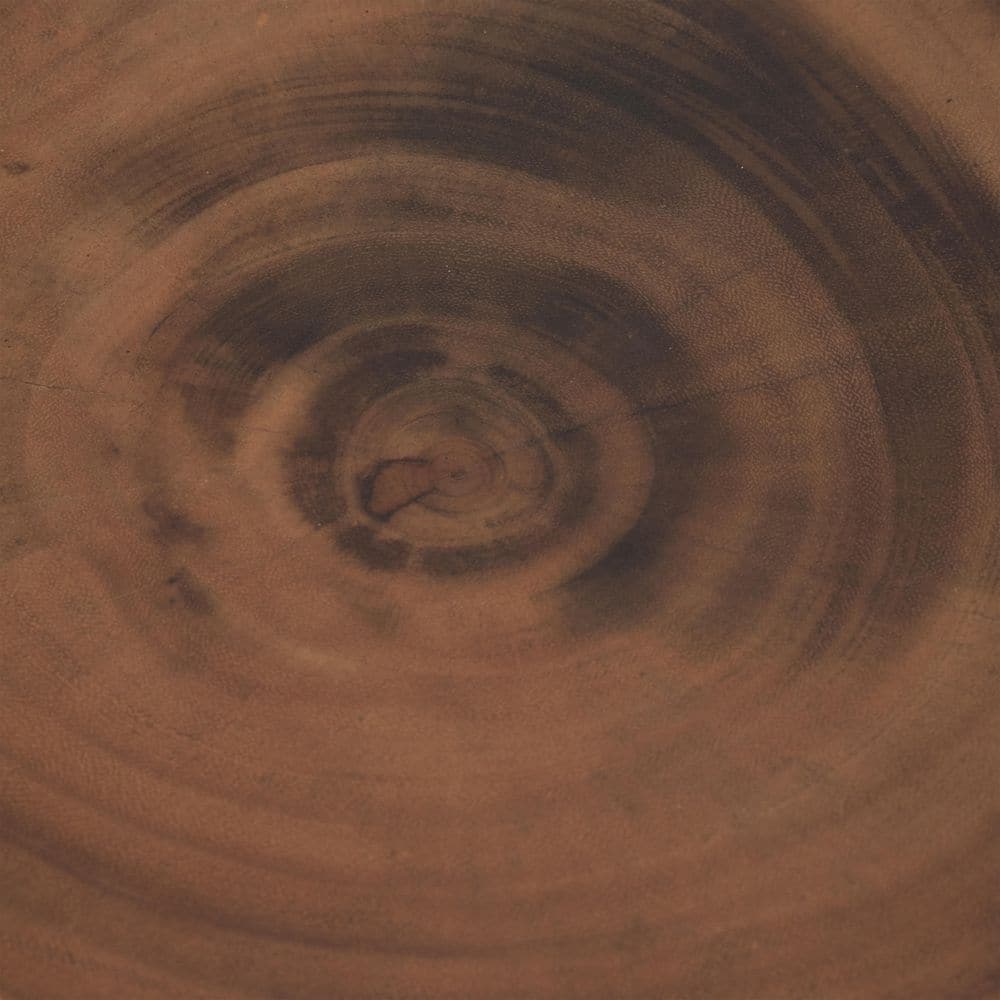 16" Natural Suar Wood Round Accent Table with White Base