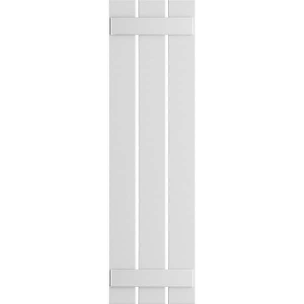 Ekena Millwork 17-1/8 in. x 32 in. True Fit PVC 3-Board Spaced Board and Batten Shutters Pair in White