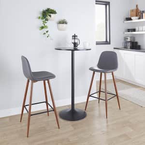 Pebble 28.5 in. Grey Faux Leather and Walnut Metal Bar Stool (Set of 2)