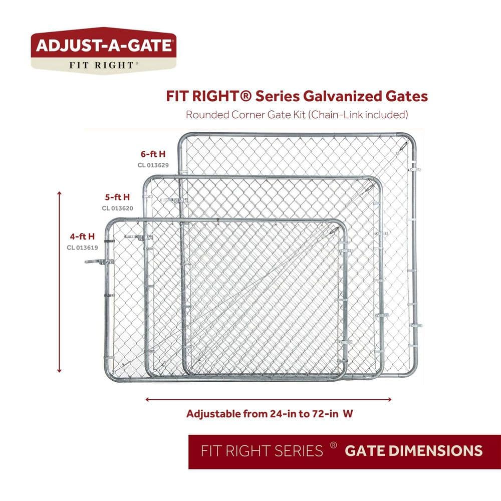 Adjustable Silver Chain Link Walk-Through Gate Kit, 4' x 6'