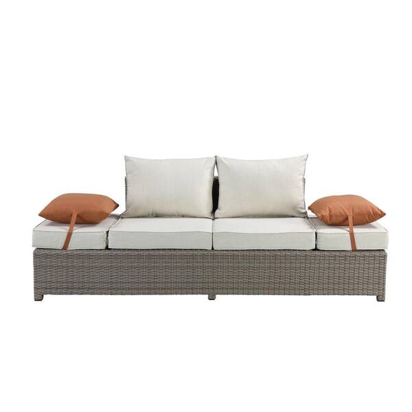 Direct Wicker Viraha Gray 2 Pillows Patio Conversation Sofa And Ottoman With Beige Cushions 45015 The Home Depot - Wicker Patio Pillows Direct Wicker Viraha Gray 2 Pillows Patio Conversation Sofa And Ottoman With Beige Cushions 45015 The Home Depot - Wicker Patio Pillows