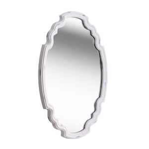 Medium Irregular Antique White Finish Antiqued Mirror (24.5 in. H x 35.5 in. W)