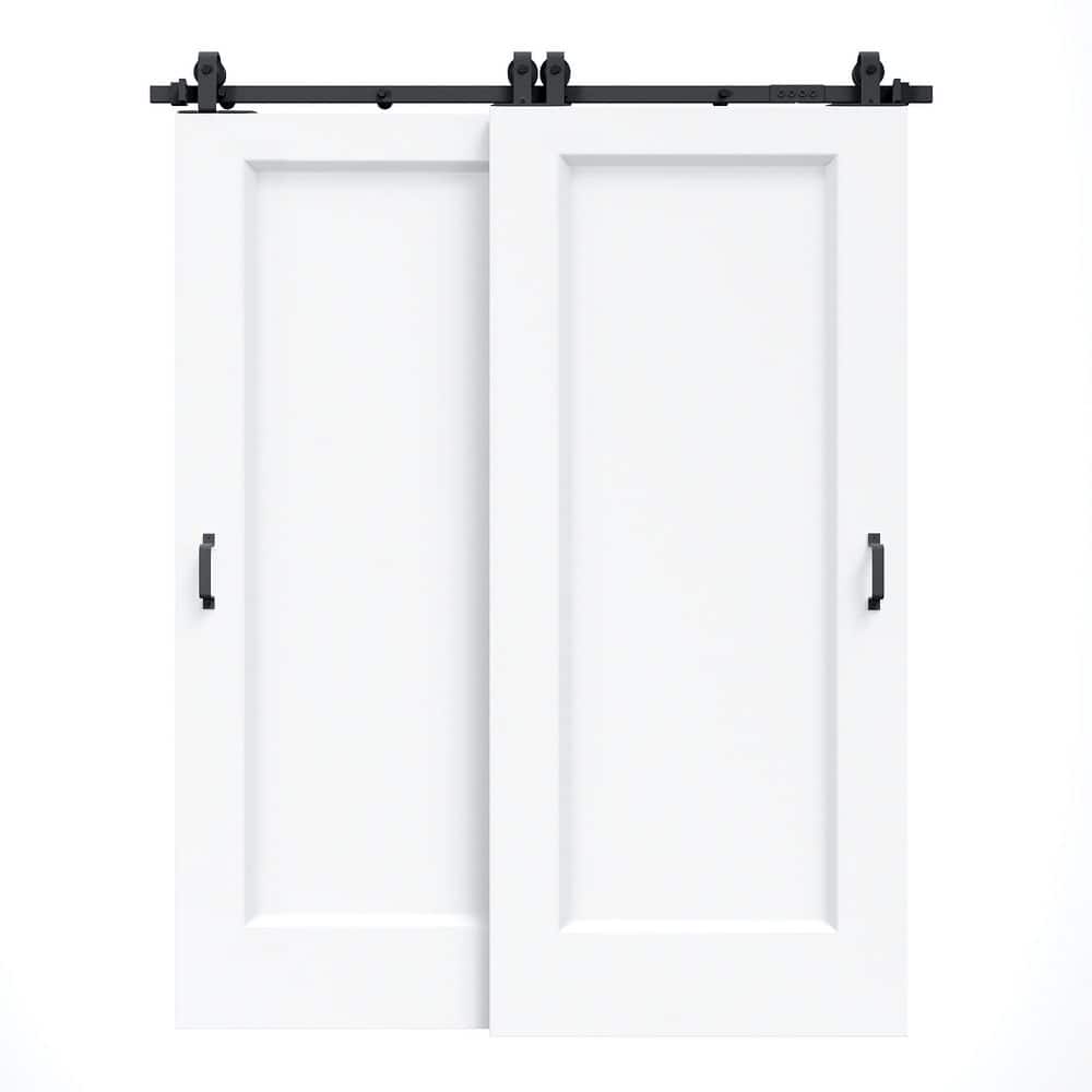 64 in. x 80 in. (Double 36 in.) No Assembly Required 2 Panel White Primed MDF Bypass Sliding Barn Door with Hardware Kit price history on PriceWatchPro