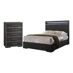 Furniture of America Ekon 2-Piece Gray Wood Queen Bedroom Set with 2 ...