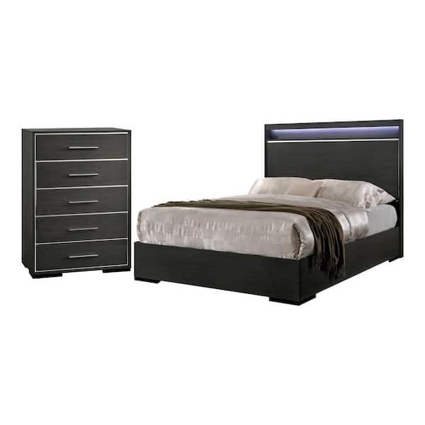 Furniture of America Magda 2-Piece Warm Gray Queen Wood Bedroom Set ...