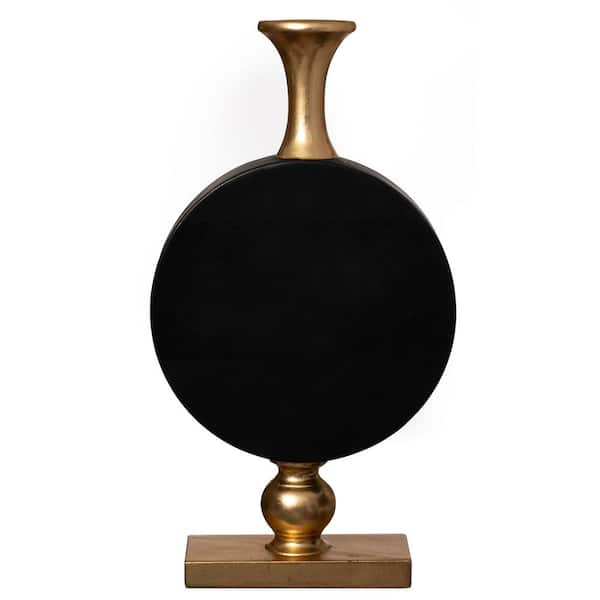 Uniquewise 38 Inch Vintage Gold and Black Fiberglass Tall Floor Vase-Enhances Home Decor with Farmhouse Charm