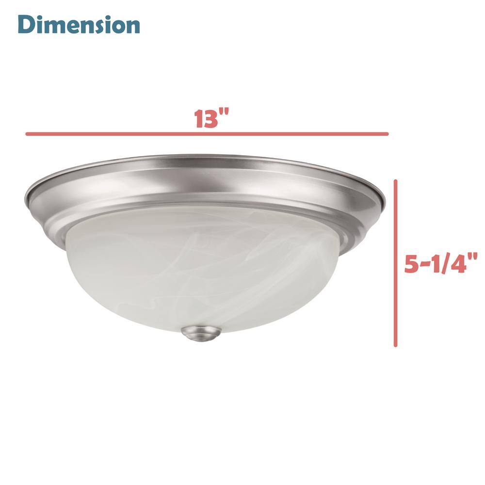 13" Brushed Nickel Flush Mount with Alabaster Glass Shade