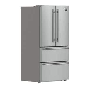 Moena 36 in. 19.2 cu. ft. French Door Refrigerator with Ice Maker in Stainless Steel