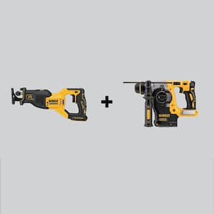 20V MAX XR Cordless Brushless Reciprocating Saw and Cordless Brushless 1 in. SDS Plus L-Shape Rotary Hammer (Tools-Only)