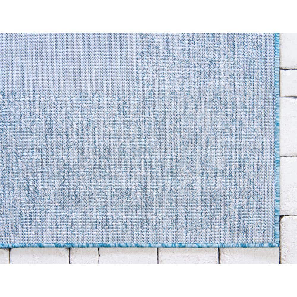 Aqua Floral Bliss Easy-Care Synthetic Outdoor Rug 7'1" x 10'