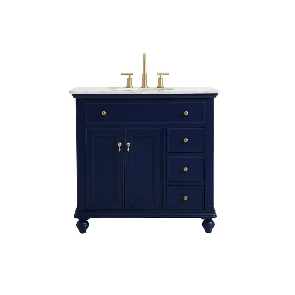 Simply Living 36 in. W x 21 in. D x 35 in. H Bath Vanity in Blue with Carra