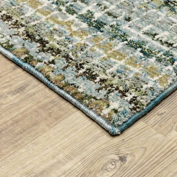 5 Ft X 7 Striped Area Rug 000680, Blue Green Area Rug