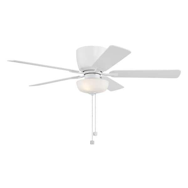 Gallant 52 in. LED Indoor/Covered Outdoor Matte White Hugger Ceiling Fan with Pull Chain Control and Bulbs Included