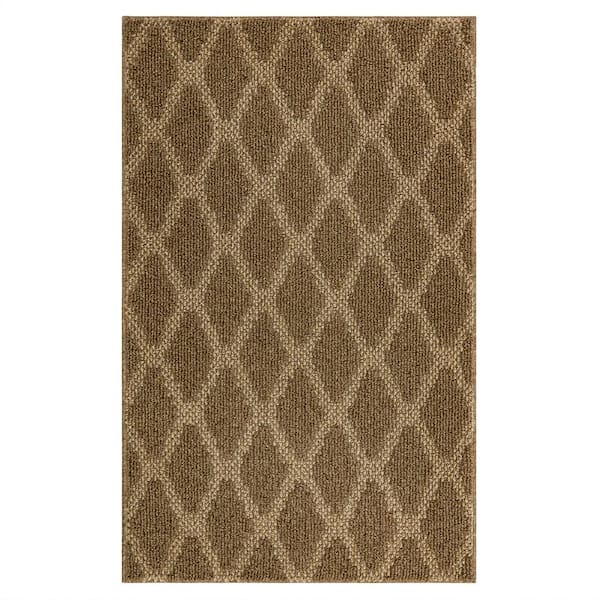 Basics Prism Tan 2 ft. 6 in. x 3 ft. 10 in. Transitional Tufted Geometric Lattice Polyester Rectangle Area Rug
