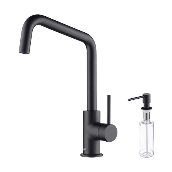 KIBI 13.25 in. H 1.8 GPM Pull Down Sprayer Kitchen Faucet with 360° Spout Swivel, Soap Dispenser in Matte Black