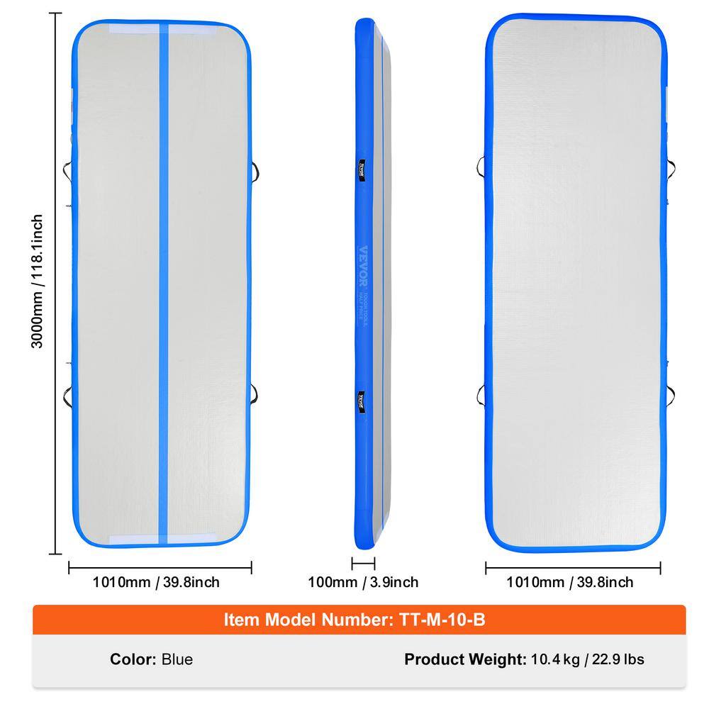 Blue PVC Inflatable Gymnastics Tumbling Mat, 118"