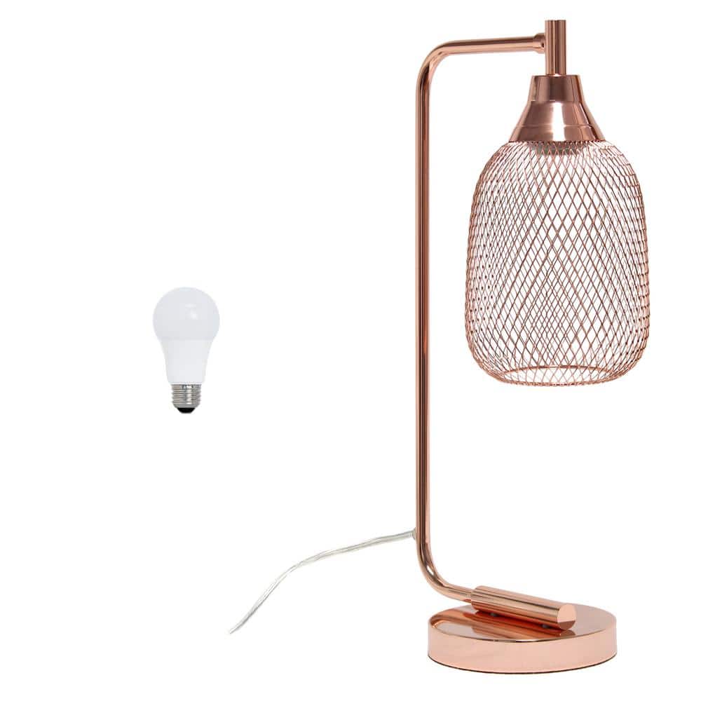 19 in. Industrial Mesh Wire Novelty Task and Reading Desk Lamp with LED Bul