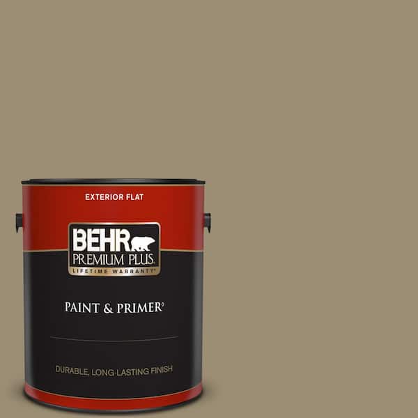 BEHR PREMIUM PLUS 1 gal. #740D-5 Twig Basket Flat Exterior Paint & Primer