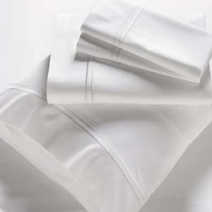 4-Piece White Solid 300 Thread Count Full Sheet Set