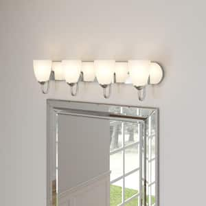 Gather Collection 4-Light Polished Chrome Etched Glass Traditional Bath Vanity Light