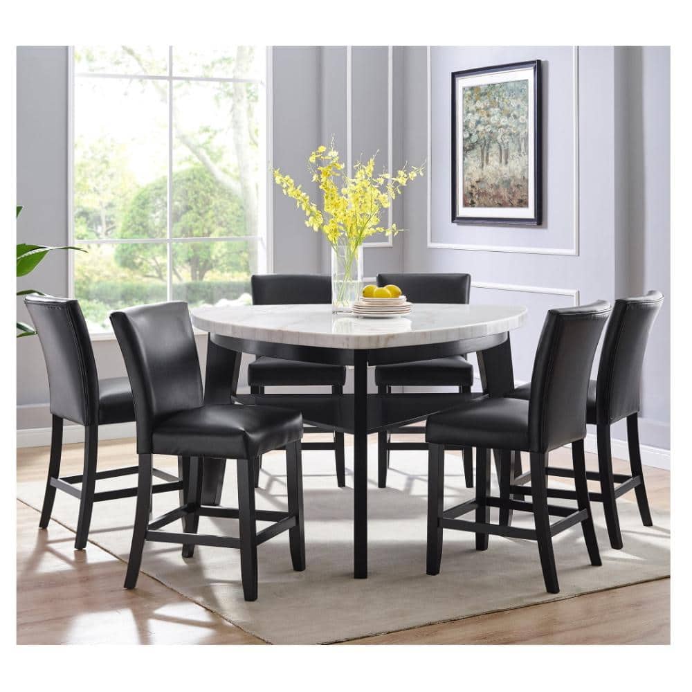 Elegant Ebony and Black Leather 26" Counter Stools - Set of 2