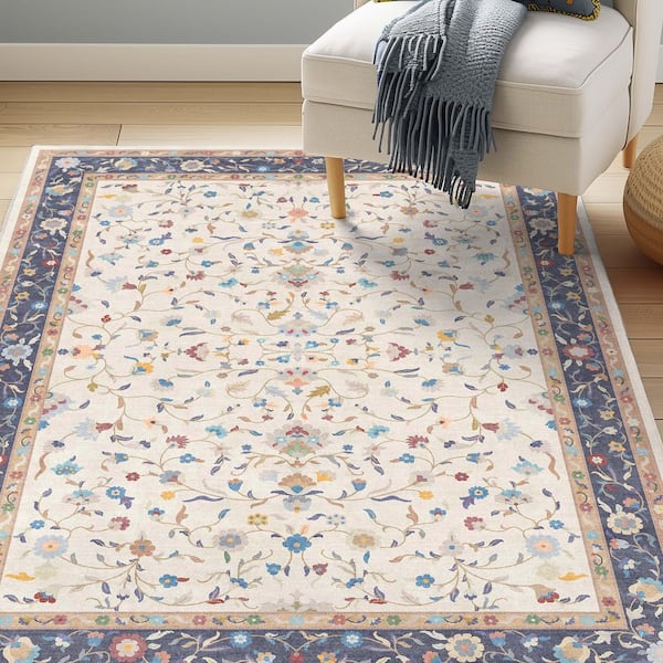 Crayola Traditional Floral Elegance Traditional, Oriental, Ivory Multi 5 ft. x 7 ft. Area Rug