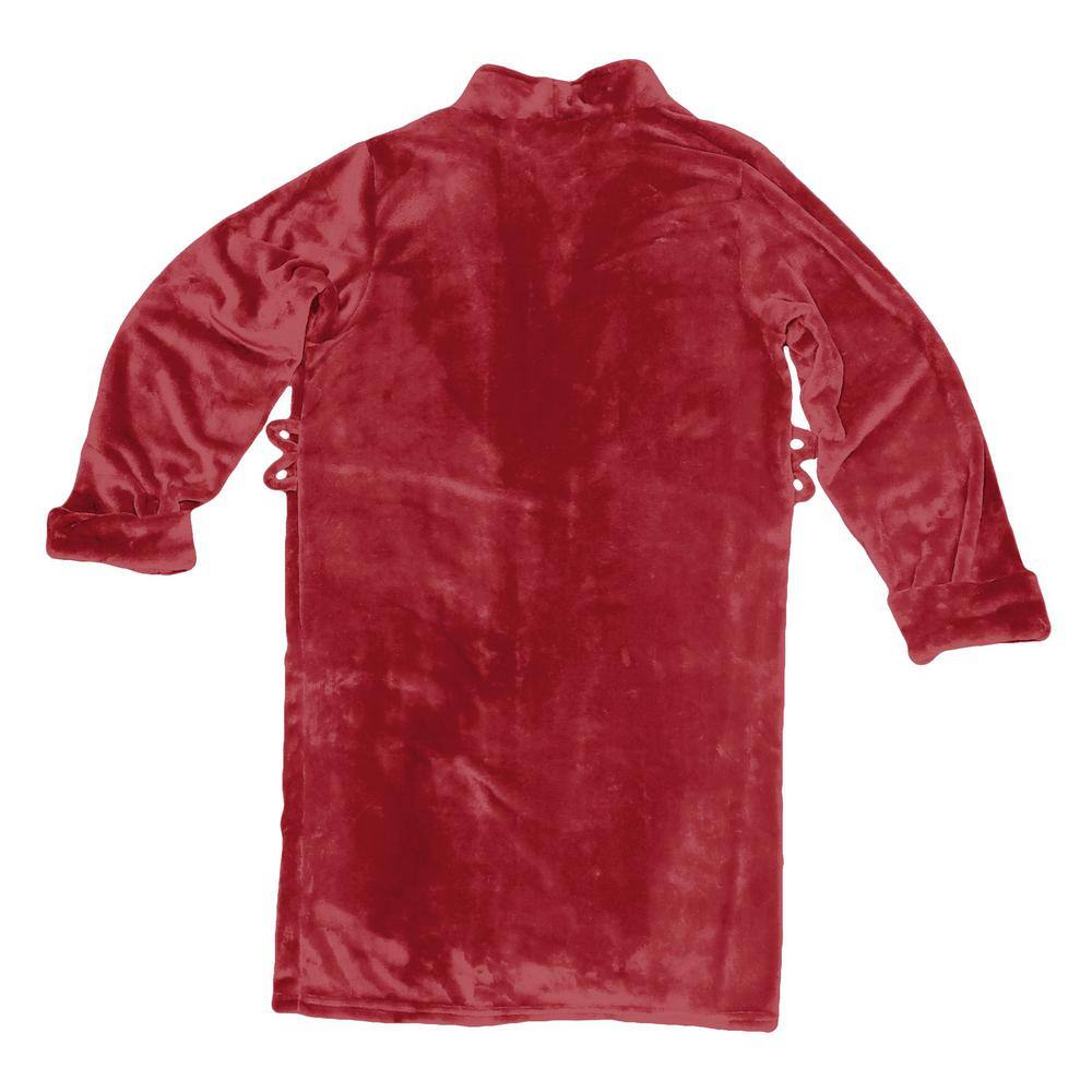 L/XL Maroon Polyester Silk Touch Bath Robe